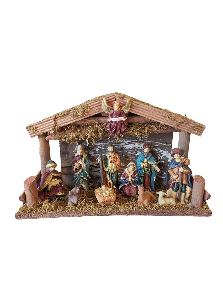 Nativity Scene Set Christmas Crib Figurines Baby Jesus Manger Miniatures Ornament Church Catholic Home Decor