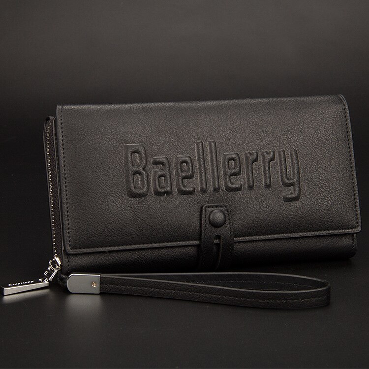 Baellerry Unisex Long Wallets Letter Card Holder Phone Coin Pocket Purse For Men Large Capacity Wallet For Women: Black