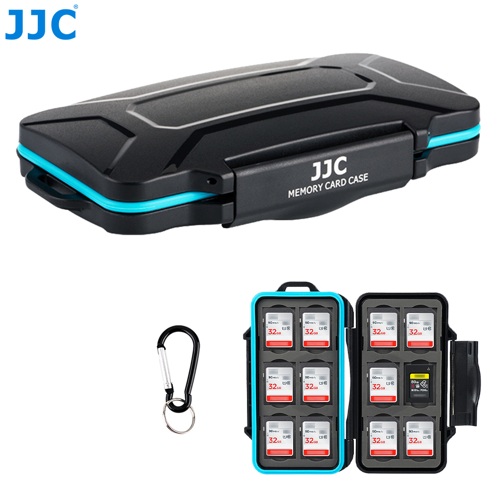 Jjc 24-Slot Cf Card Case Met Karabijnhaak Sd Kaarthouder Waterdichte Hard Shell Case Voor 12 Sd Sdhc sdxc + 12 Cfexpress Type Een Kaart