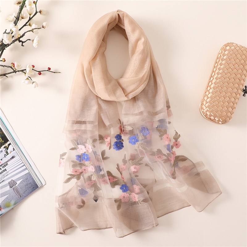 Lyxiga märken kvinnor halsduk sommar tunna mjuka siden halsdukar för dam sjalar och wraps pashmina långa strandstolar hijabs bandana: Th2