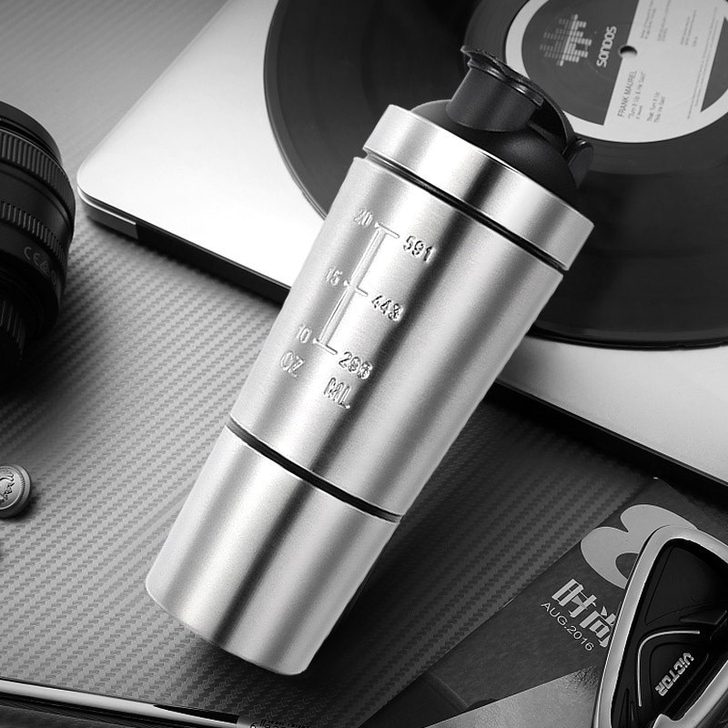 Bouteille de Shaker de Sport en poudre de protéine de lactosérum amovible de 26Oz pour bouteilles d&#39;eau, tasse en acier inoxydable mélangeur sous vide, articles de boissons d&#39;extérieur