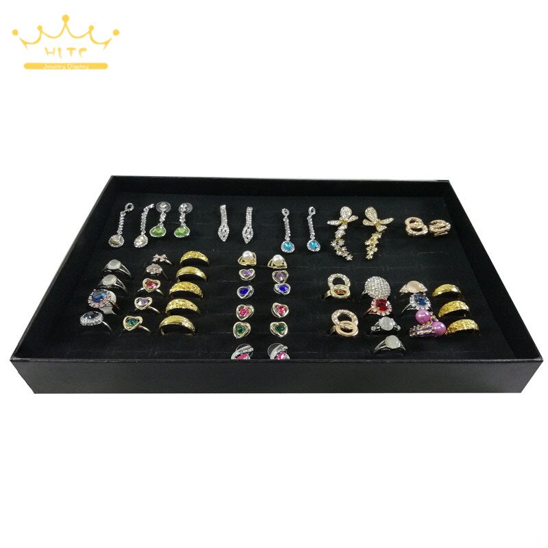 Praktische 100 Slot Ringen Display Lade Ring Organisator Show Case Sieraden Oorbellen Houder Opbergdoos Met Transparante Top