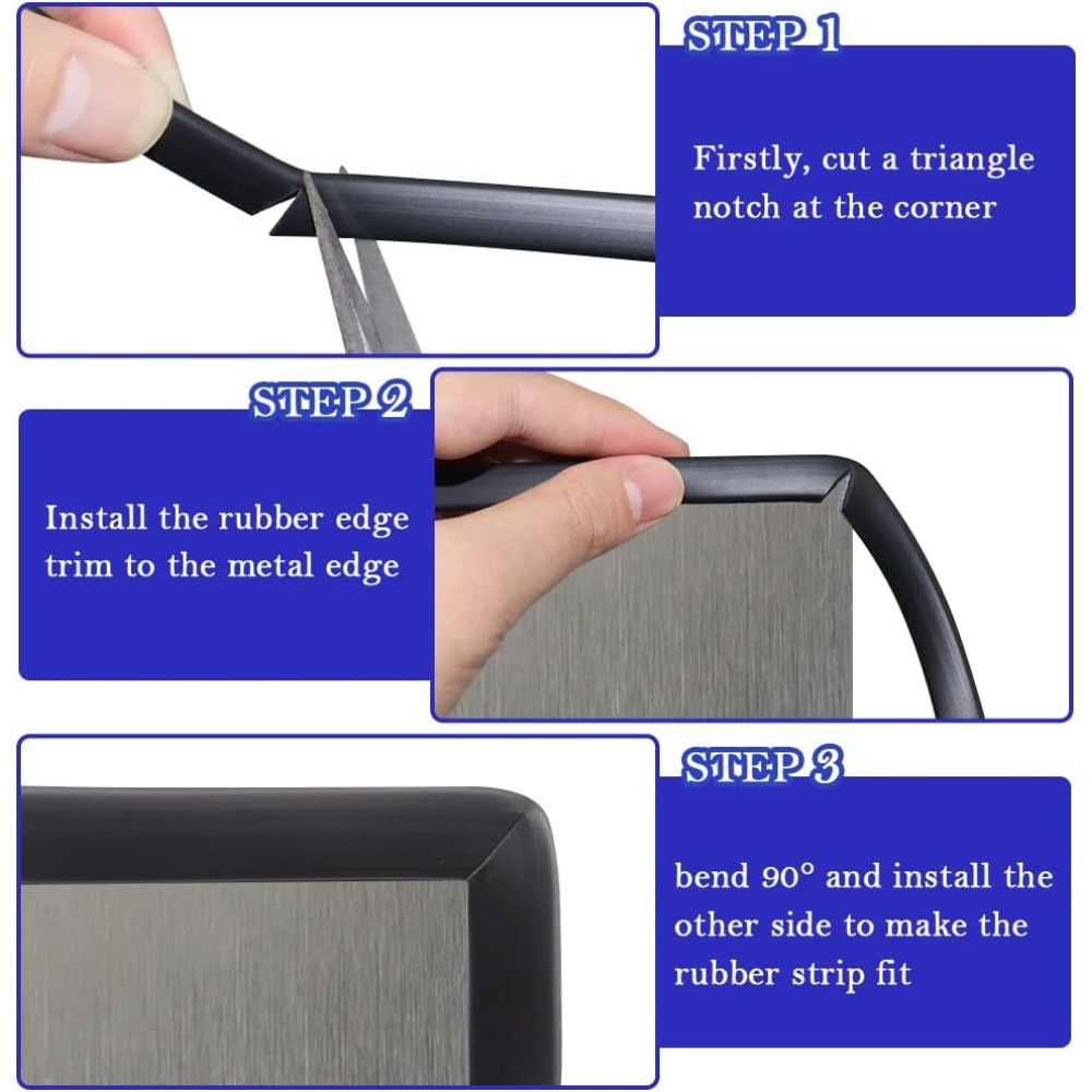 U Channel Seal Strip Rubber 5M Length Black Protector Edge Sealing Rubber Edge Trim U for Car Doors, Glass, Metal Panel