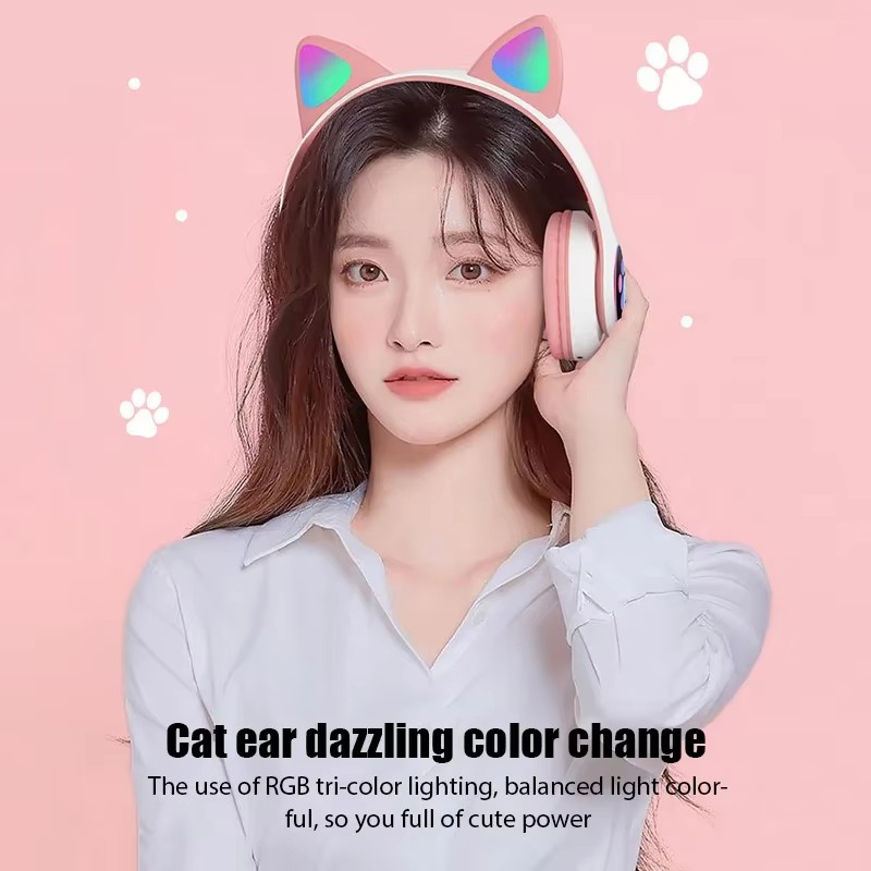 JST-28 auriculares inalámbricos con orejas de gato auriculares Bluetooth auriculares de música estéreo auriculares deportivos Bluetooth para juegos con micrófono para teléfonos