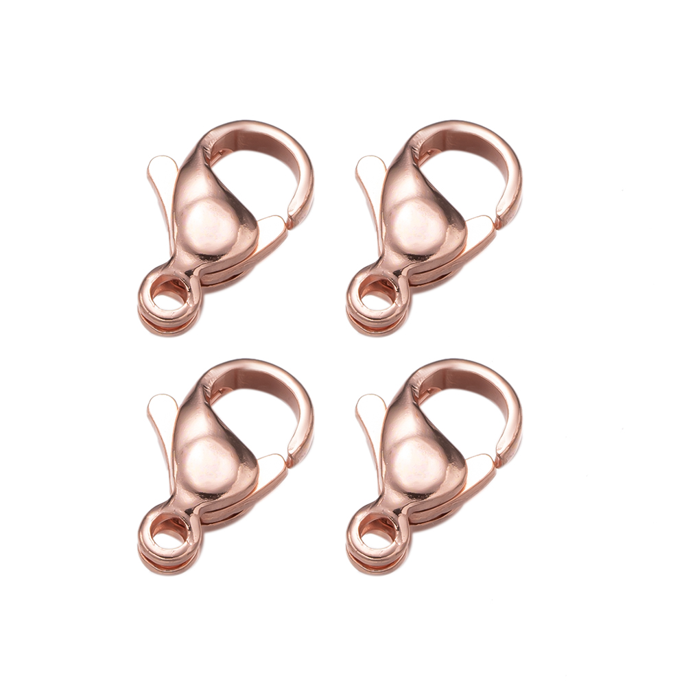Fermoir à homard en acier inoxydable, 20 pièces, 9/10/12/13MM, crochet de fixation, fin de collier, chaîne, bijoux, accessoires pour la fabrication de bijoux: 12MM / Rose Gold
