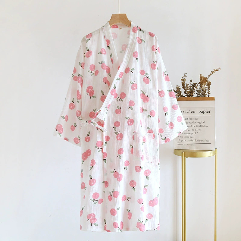 Herfst Multi Kleuren Katoenen Kimono Slaapgewaden Voor Vrouwen Dunne Badjas Pyjama Zweet Stoombad Gewaad Vrouwen Kleding