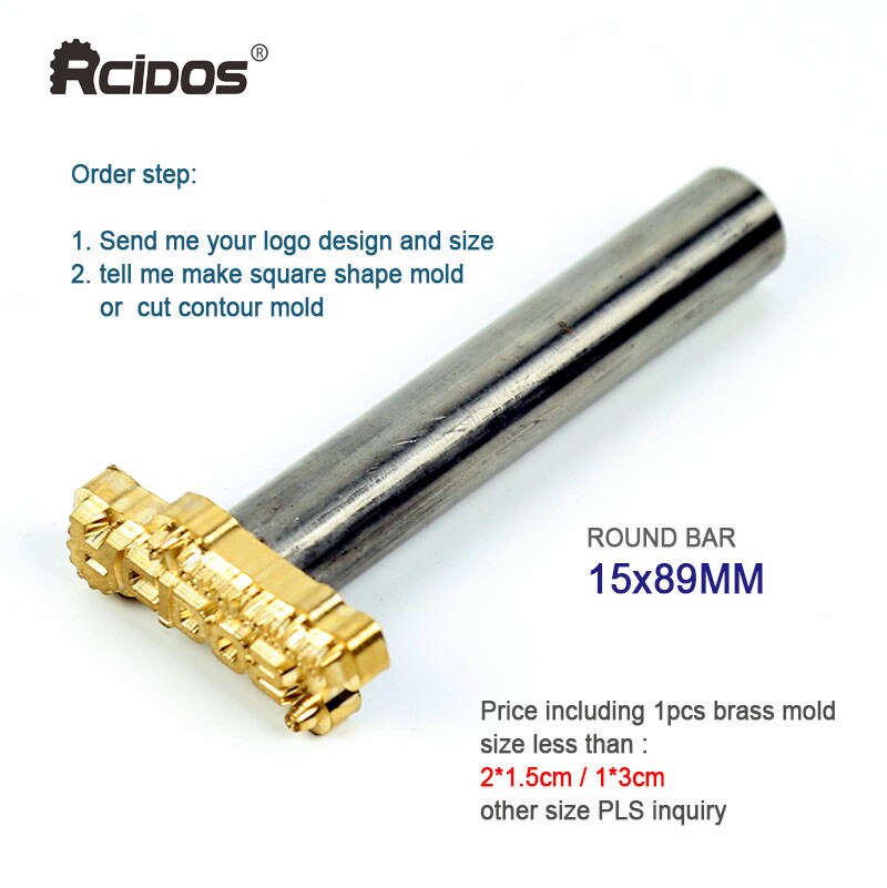 Rcidos #304 punho de aço inoxidável, ferramentas de gravação de logotipo de gravação a frio, punho sextavado: M5x15x89MM
