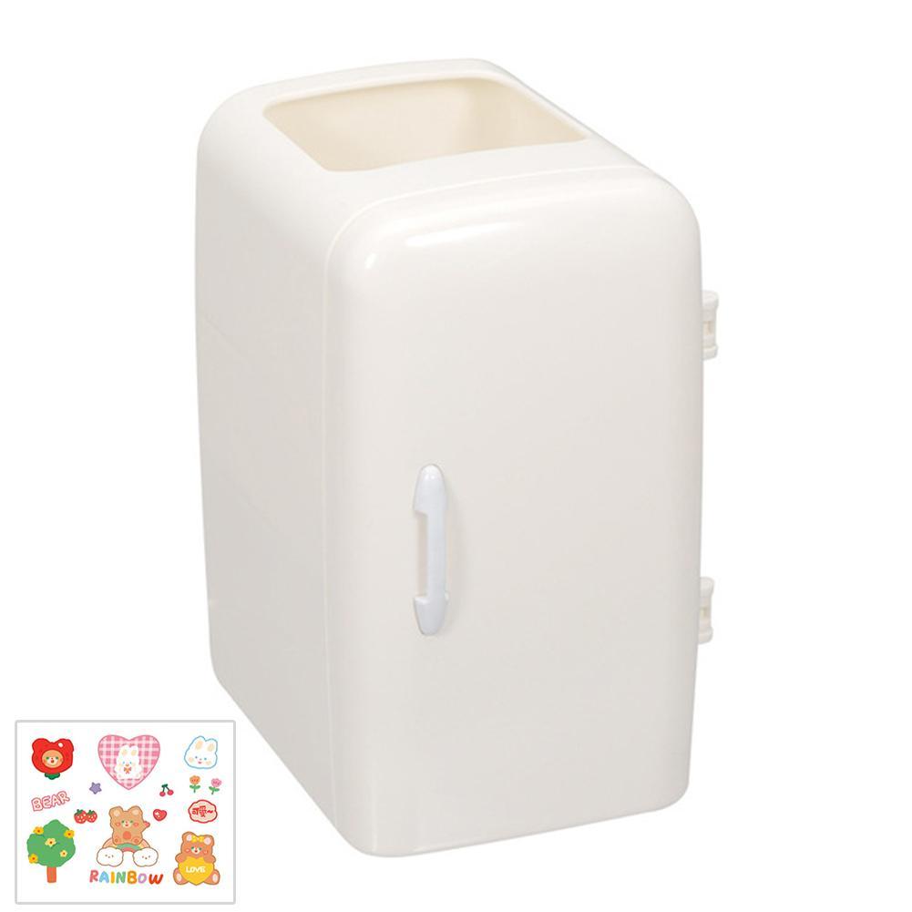 Kawaii Organizer Refrigerator Pen Holder Student Cute Sticker With Desktop Box Makeups Large-capacity Diy Stationery Storag I8x9: white