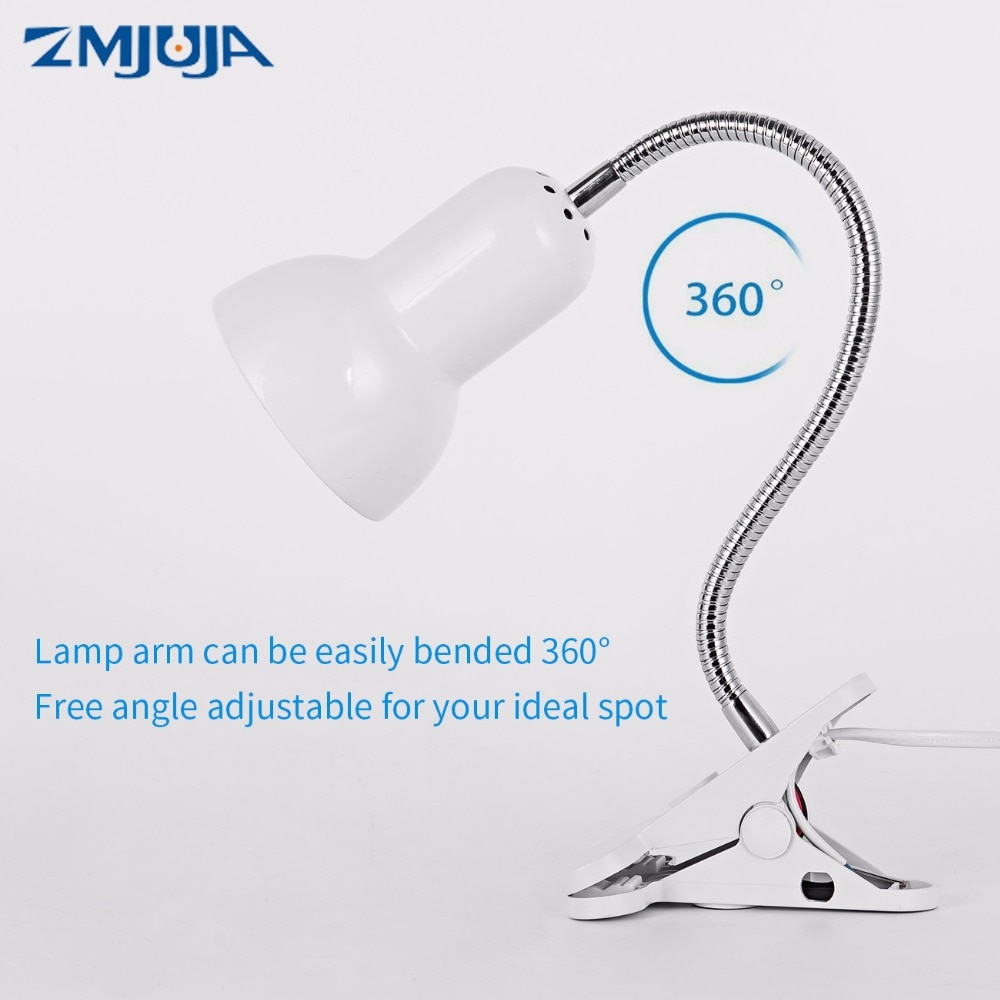 Adjustable Reading LED Desk Lamp E27 Light Holder With Clip Switch,360 Degree Twisted Flexible Metal Tubing led Table light