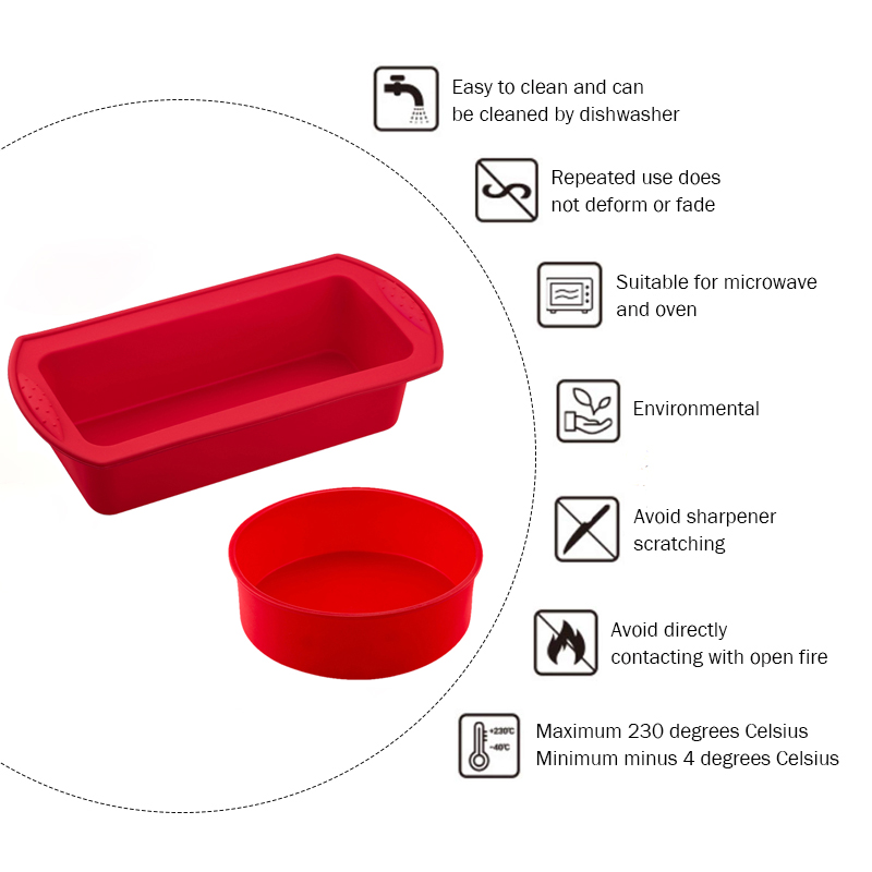 Siliconen Ronde Rechthoekige Mold Set Siliconen Cake Toast Brood Lade Mold Non-stick Kleur Willekeurige Bakken Tools