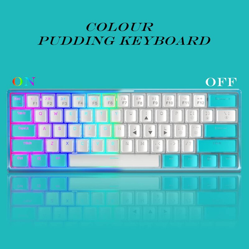 2022 Womier WK61 Ultra-Slim Gaming Mechanical Keyboard Swappable RGB 60% RGB Pudding Keycap Red Switch Crystalline Base