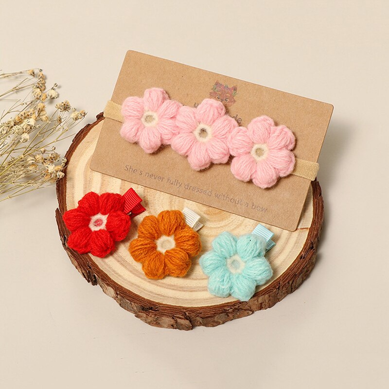 Diadema de ganchillo con flores para bebé y niña, accesorios para el pelo, diademas para niños, horquillas de lana, banda para recién nacido, accesorios Vintage