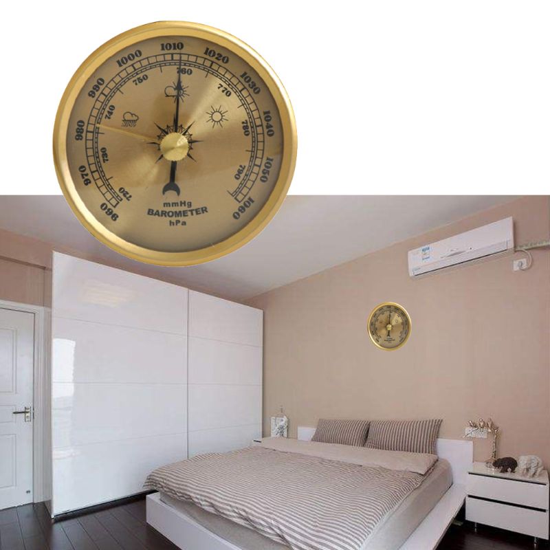 Husstand barometer manometer vejrstation metal væghængende atmosfærisk multifunktions termometer hygrometer indendørs os