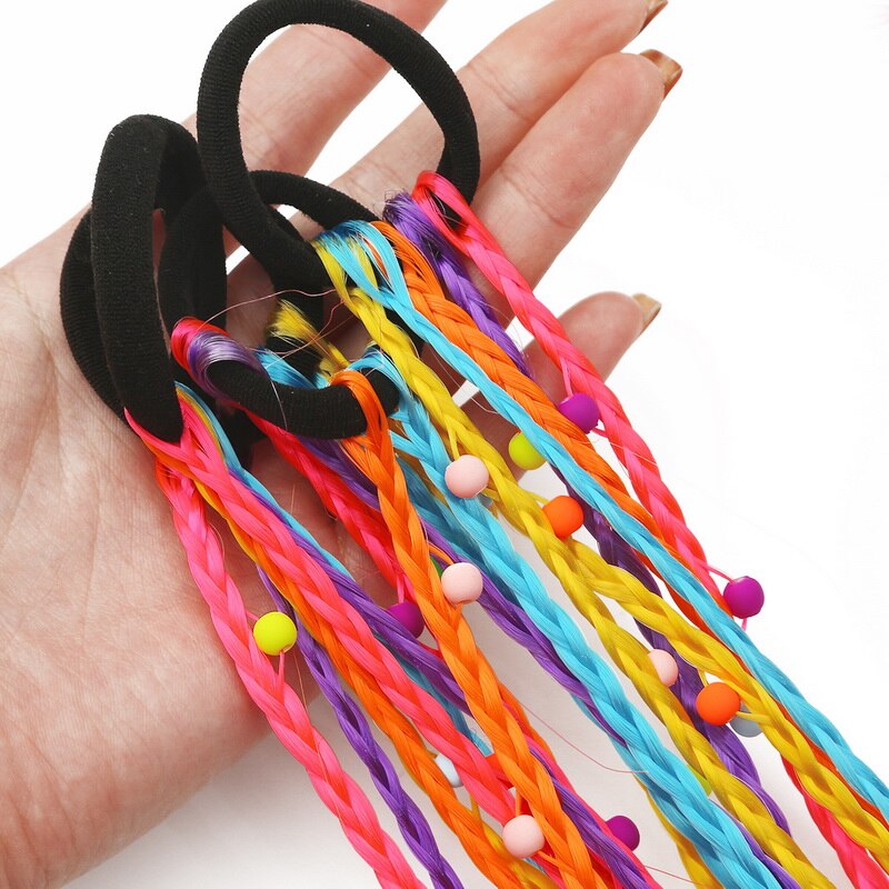 4cm arc-en-ciel élastique cheveux corde bandes de caoutchouc accessoires de cheveux pour les filles perruque queue de cheval cheveux anneau enfants torsion tresse corde cheveux outil