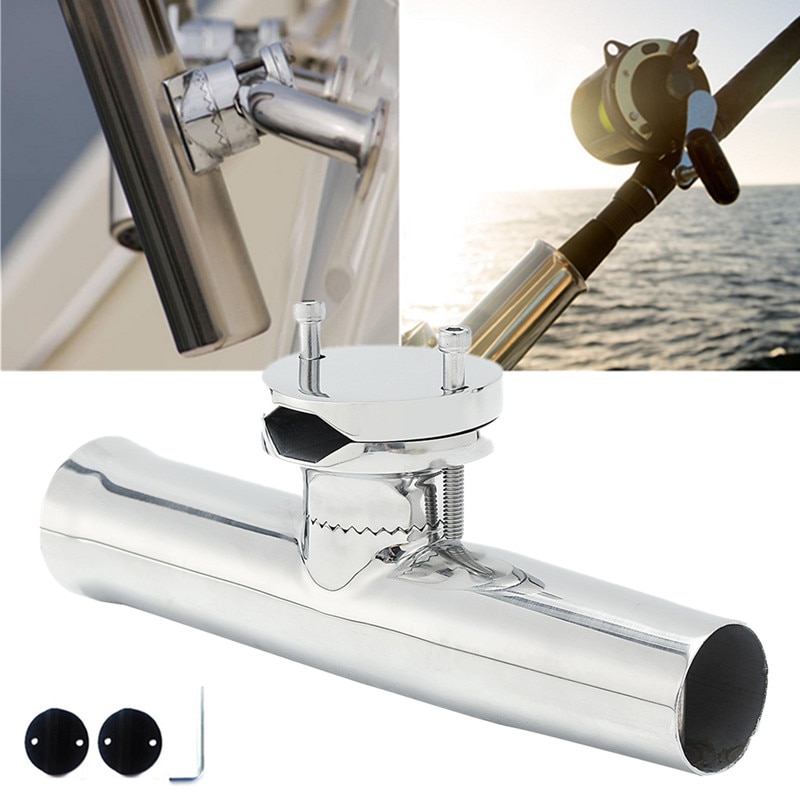 316 Stainless Steel Marine Boat Fishing Rod Clamp on Holder Mount for 19-25mm Rails