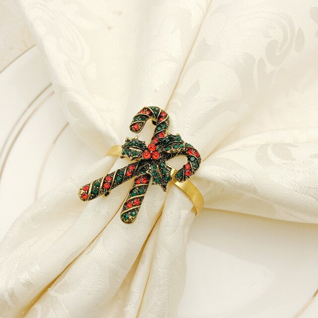 Metal Christmas Tree Napkin Rings Bow Flower Wreath Mouth Ring Wedding Banquet Hotel Table Supplies Circle Decoration: 10