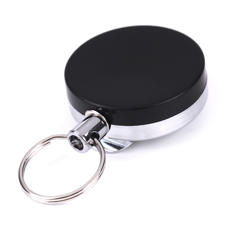 1PCS Portable Classic Casual Stainless Steel Badge Reel Retractable Key Ring ID Card Holder Clips