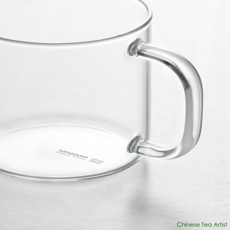4 sæt / parti super klare moderne te glas kopper med håndtag 150ml, glas drinkware, kungfu te sæt