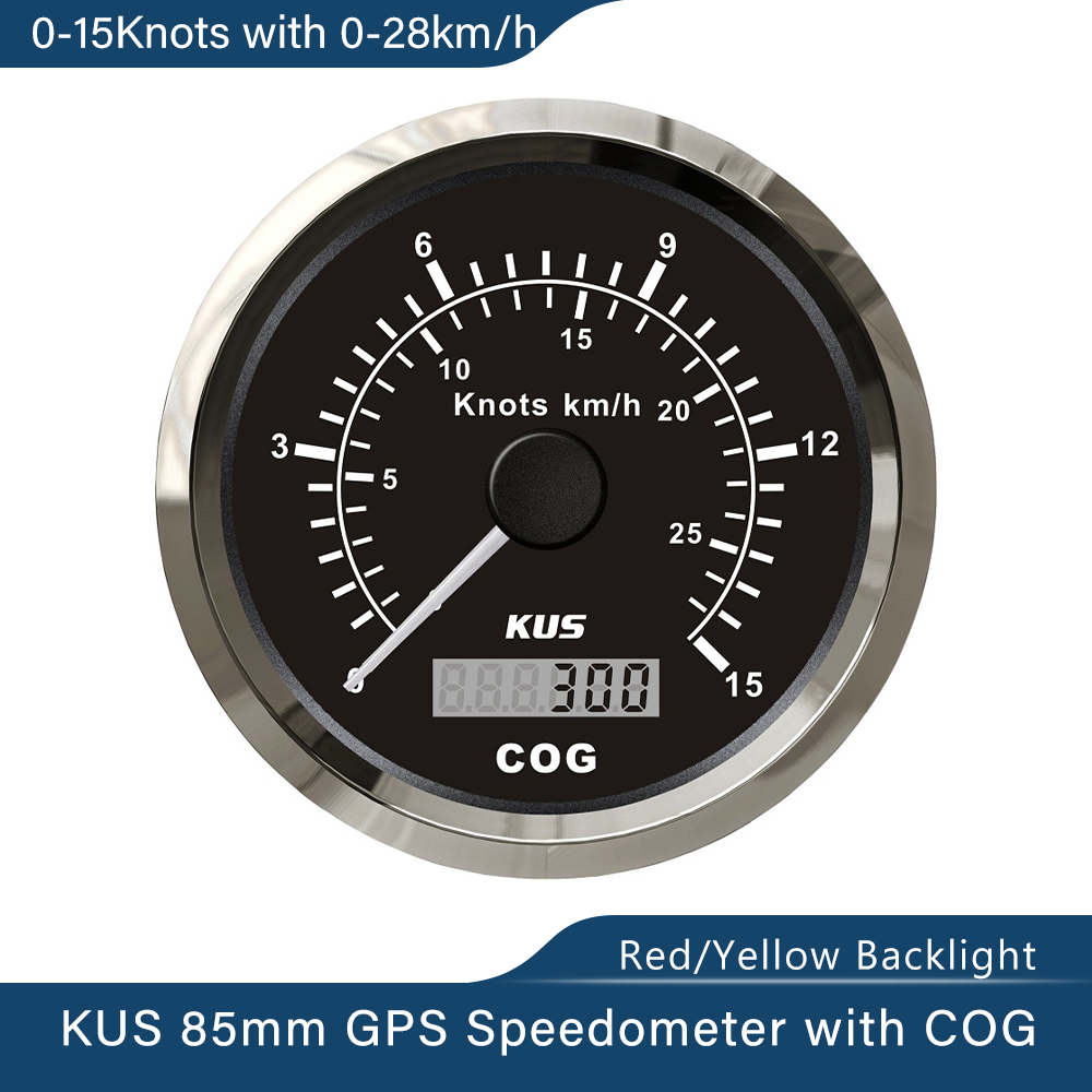 Kus 3 3/8 &quot;Waterdichte Marine Boot Schepen Gps Snelheidsmeter 15 Knopen 30 Knopen 60 Knopen Met Rood/geel Backlight: 15knots-BS