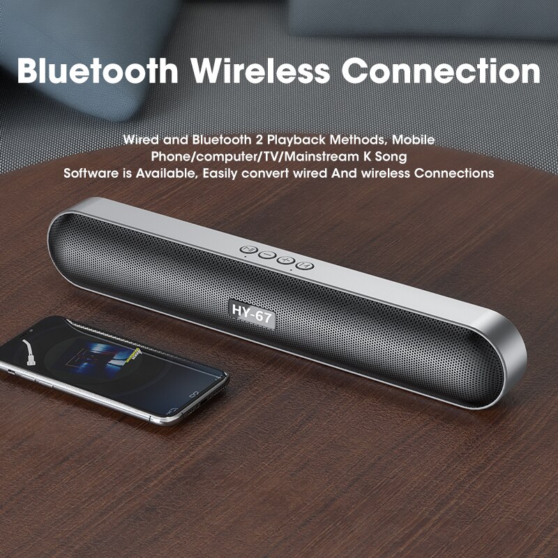 Computer Soundbar Desktop Bluetooth Speakers Rechargeable 6D Deep Bass Stereo Subwoofer AUX Wired For Laptop PC TV Loudspeaker