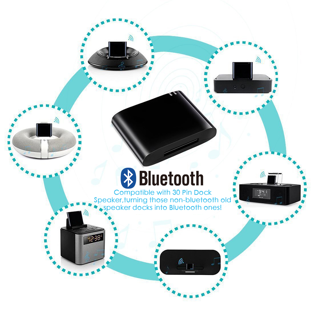 Bluetooth 4.1 Universal Receiver Adapter for 30-pin Phillips Yamaha Bose Sound Dock for 30Pin IPhone IPod Dock Speaker