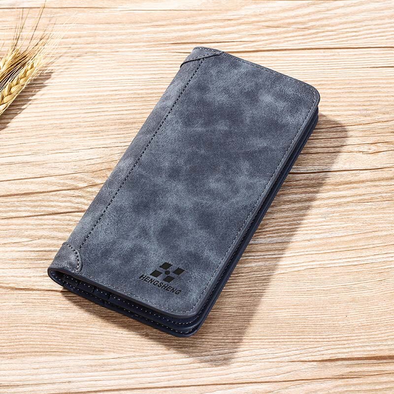 Men Vintage Wallets Luxury Brand Long Men Purses Male Clutch PU Leather Wallet Man Business Style Cards holders Male Coin purs: blue