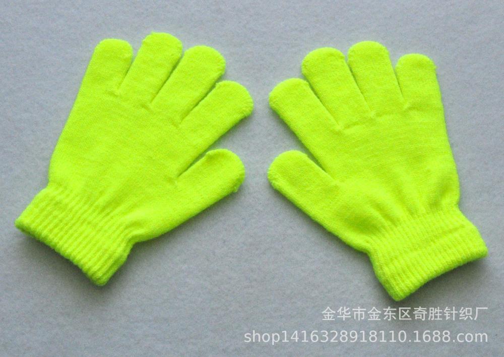 Candy Solid Color Winter Kids Gloves Mittens Children Girls Boys Student Writing Keep Warm Finger Gloves For 7-11 Years Old: light green