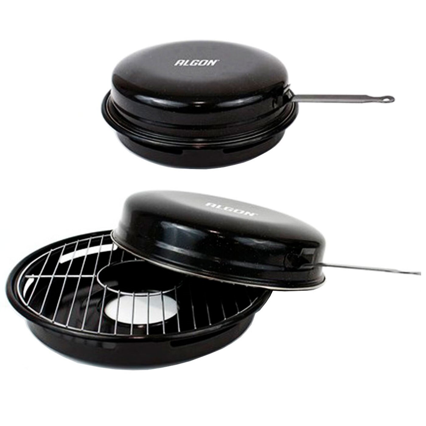 Algon - Churrasquera grill con tapa para cocinas de gas u hornillos, parrilla, barbacoa, cocinar a la brasa, exterior o interio