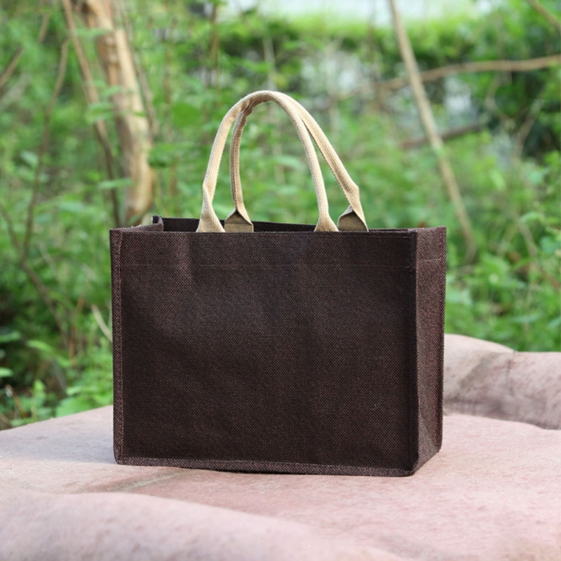 Jute jute-tote store genanvendelige indkøbstasker med håndtag kvinder indkøbstaske strand rejse opbevaring organizer  x7ya: Cf-l