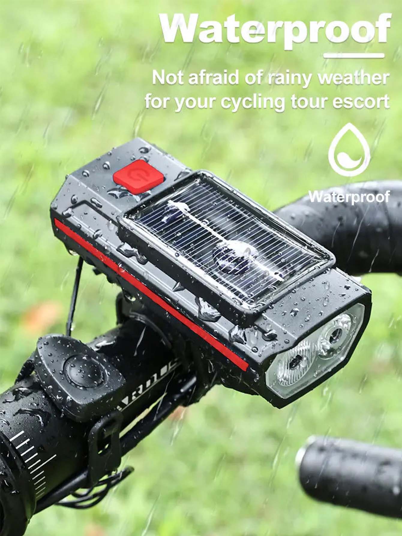 Luz Solar para bicicleta con bocina, 120dB, TYPE-C, recargable, lámpara frontal para bicicleta de montaña y carretera, linterna para bicicleta de 1200 mah