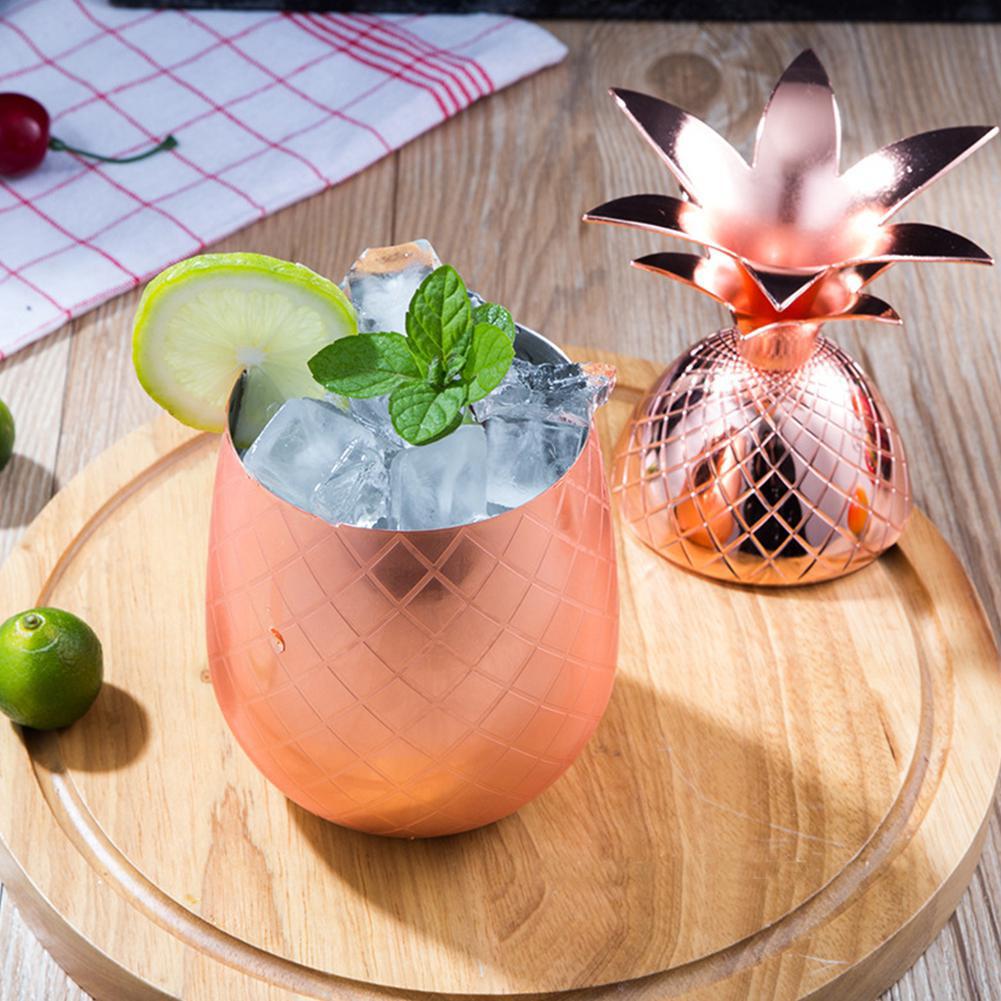 Décoration en verre de Cocktail d'acier inoxydable de forme d'ananas