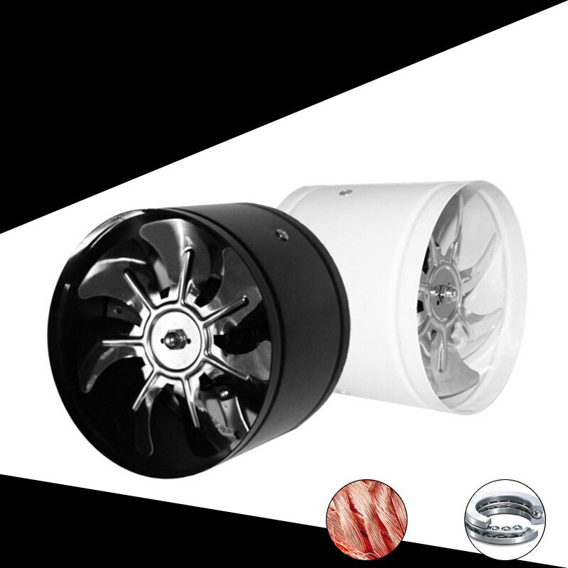 Kanalvifte luftventilator metallrør ventilasjon avtrekk miniavtrekk baderomsvegg 150mm 220v itas 9901a: Svart 150mm