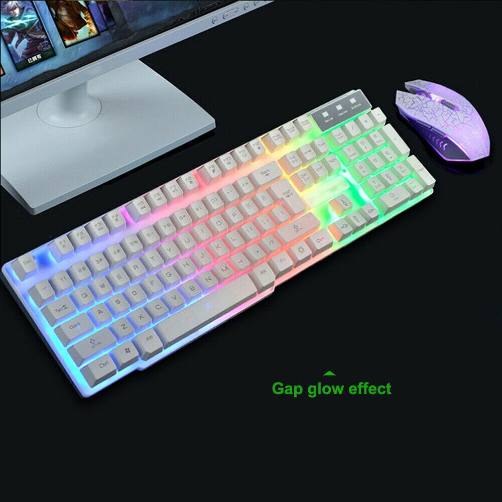 Gaming Mechanical Keyboard Game Backlit Wired Keyboard Mouse Set For PC Floating Keyboard Kit Computer Colorful Keyboard