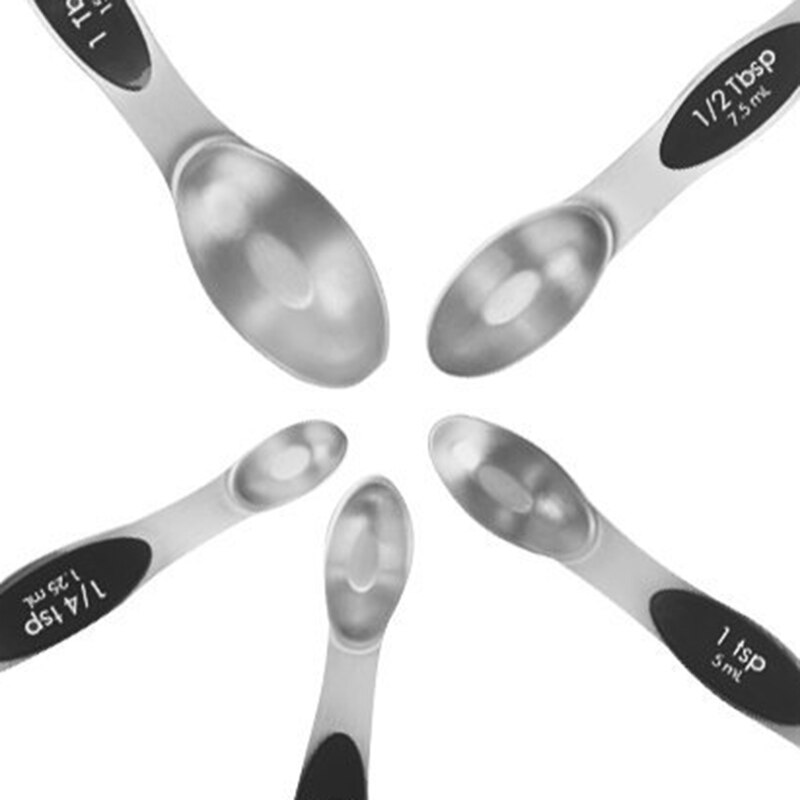 Magnetic Measuring Spoons Stainless Steel Measuring Spoons Set of 5 for Measuring Dry and Liquid Ingredients on Cooking and Baki