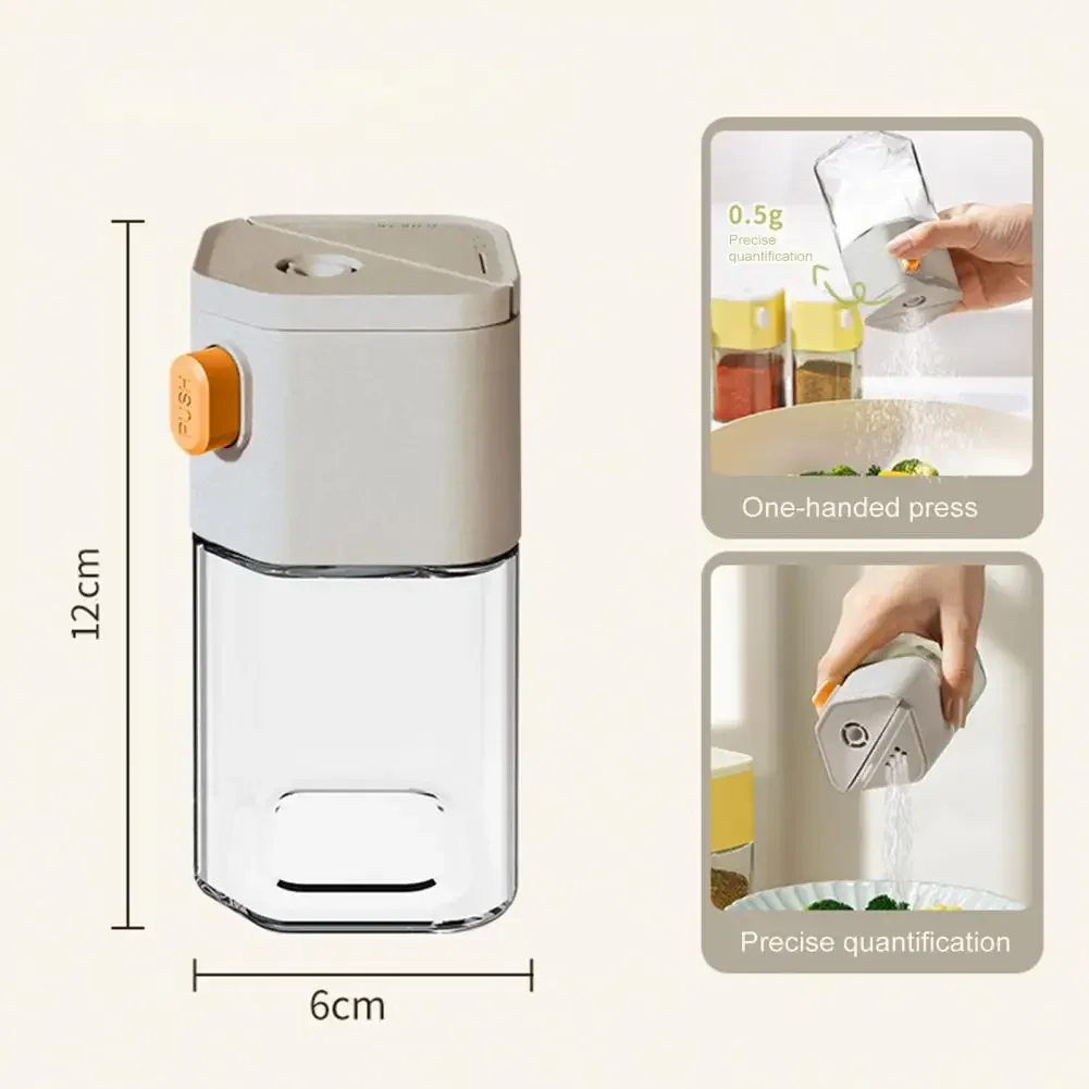 Seasoning Jar, Glass Salt Jar, Seasoning Box Sealed Kitchen Seasoning Bottle, Moisture-proof Quantitative Sugar Seasoning Bottle