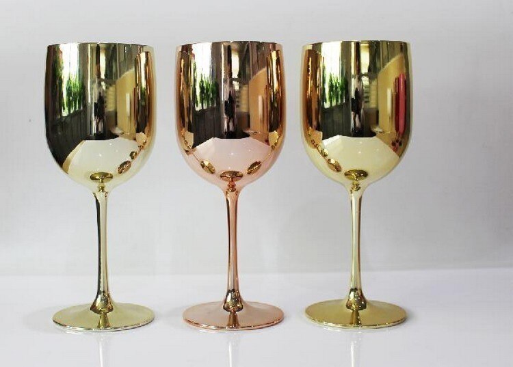 Dongguan fabrikk plast rødvin beger matte klasse galvanisert vinglass akryl pc champagne glass