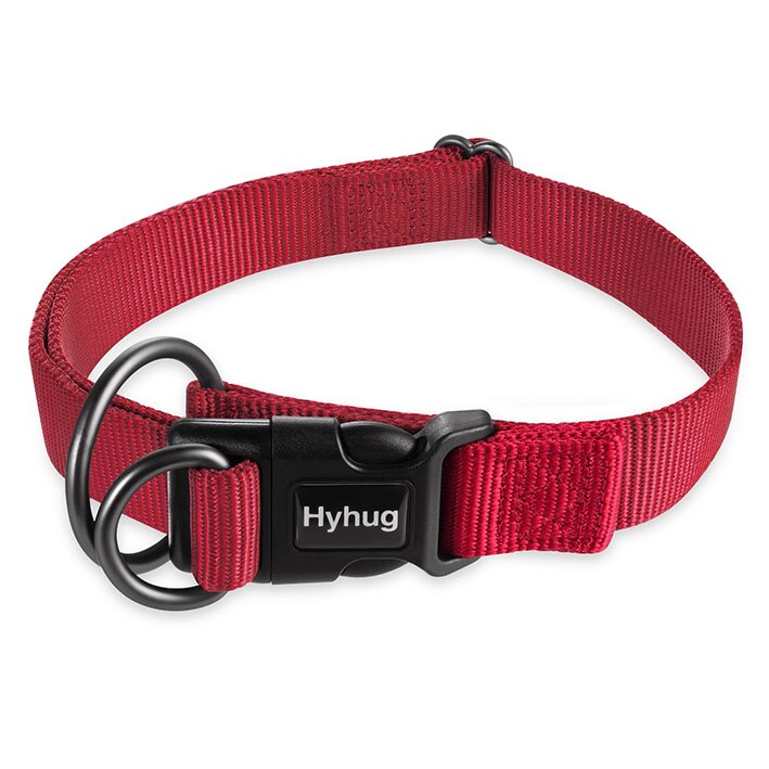 Collier pour chien robuste en Nylon, réglable, boucle pour chien, pour grands, moyens et petits chiots Husky, fournitures S/M/L HY138: Red / S 1.5cm27-47cm