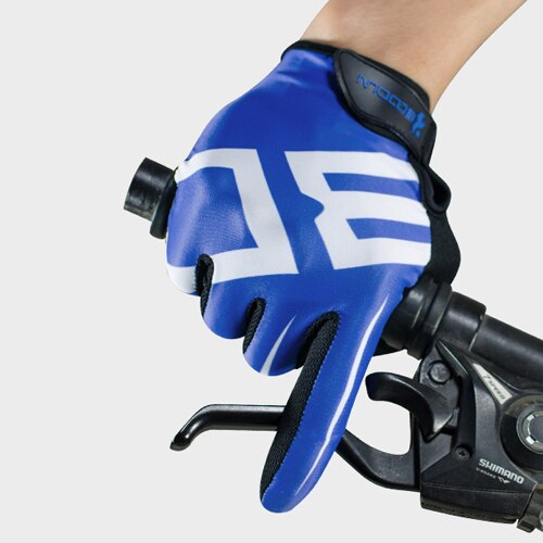 Boodun ademende heren fiets handschoenen lange vingers met gel pad schokbestendige sport handschoenen mtb racefiets mountainbike fiets handschoenen: Blauw / Xl