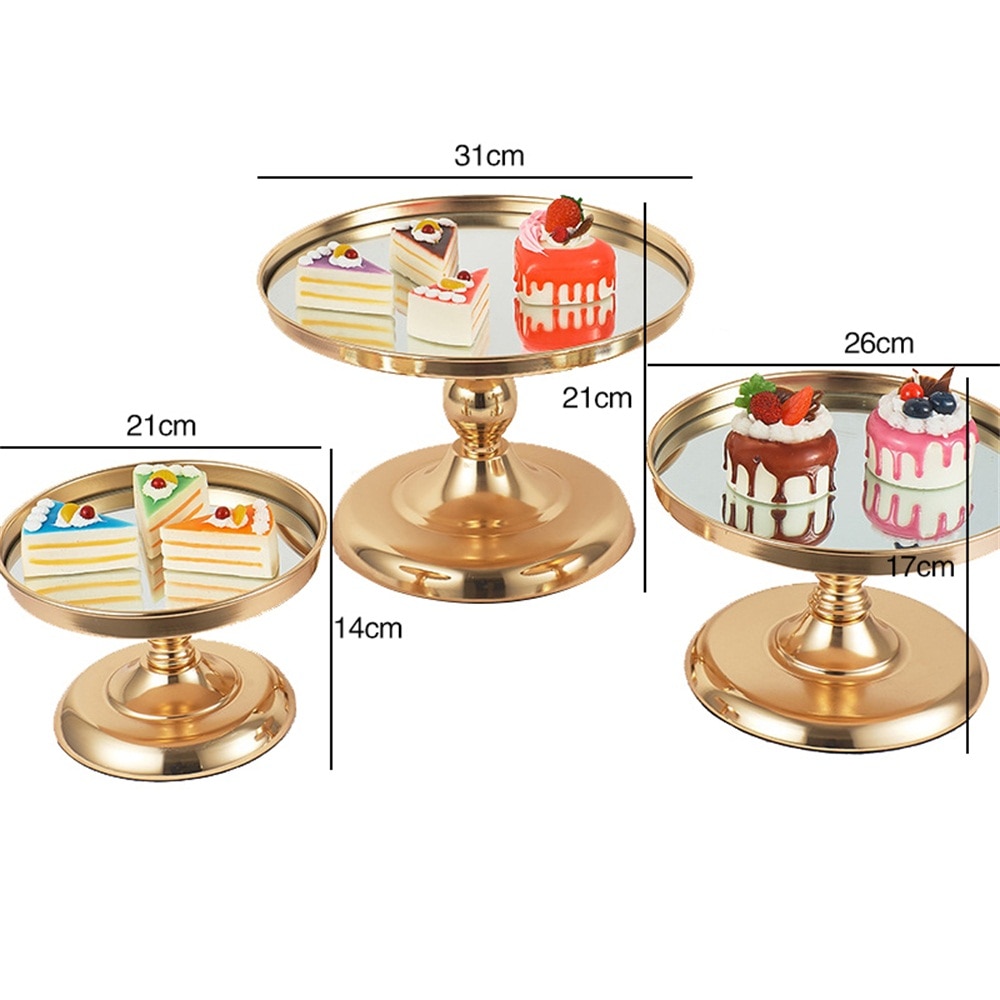 Cake Stand Afternoon Tea Wedding Plates Party Tableware Stainless Steel Tray Display Rack Cake Dessert Decorating Party Supplies