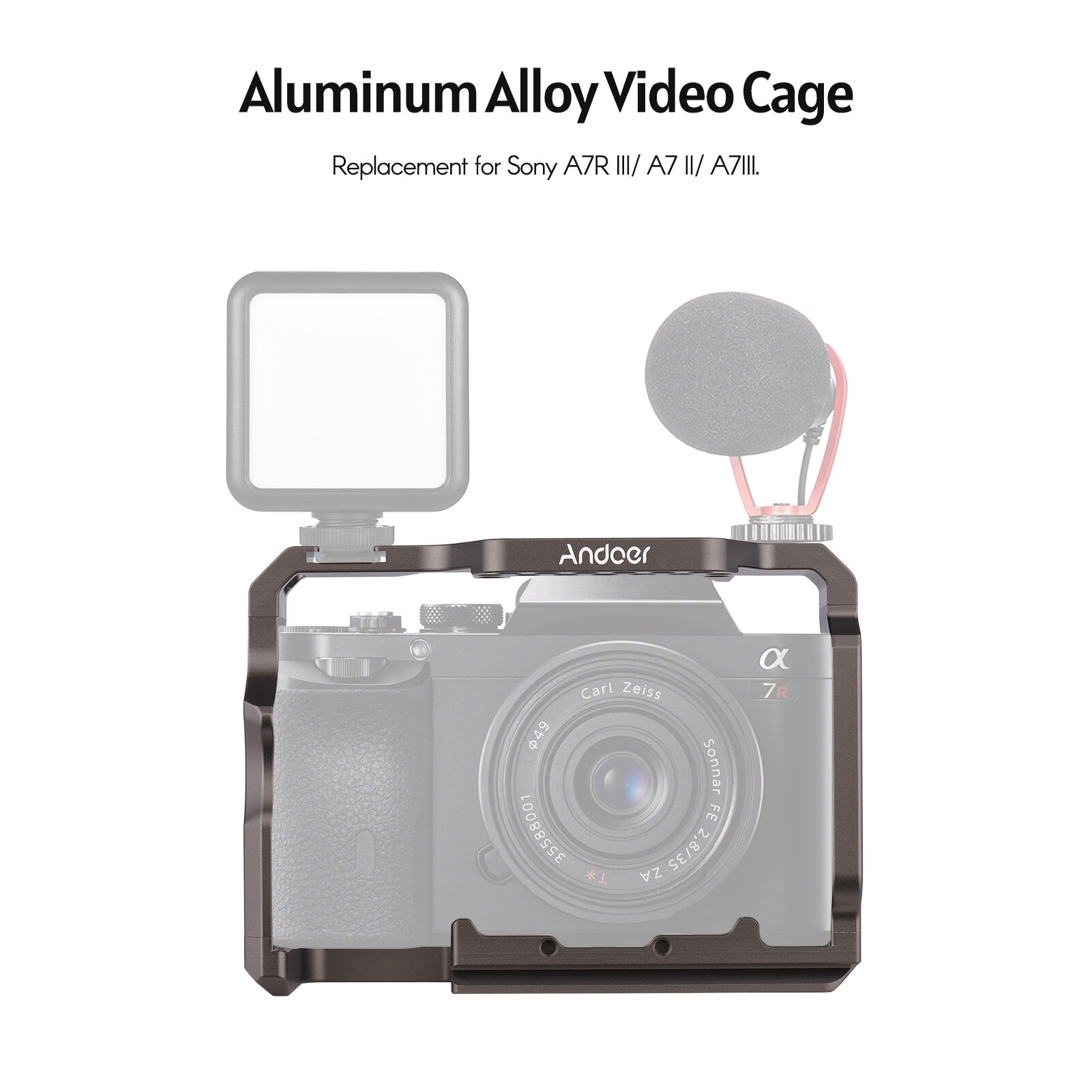 Andoer Aluminium Legierung Kamera KäFeige Video Anlage Ersatz für Sony A7R III/ A7 II/ A7III