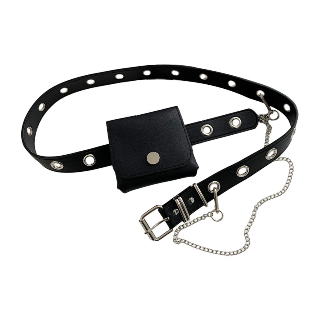 Damen-gürteltasche aus leder mit kette, streetwear-stil, jeans-hüfttasche