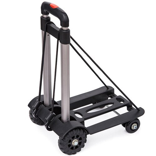 Portable Metal PP Folding Luggage Trolley Cart for Car Travel Accessory Luggage Trailer Adjustable Handle Chassis: Default Title