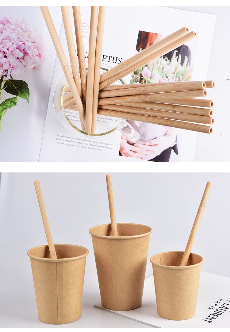 5Packs 8*200mm Eco-Friendly Bamboo Drinking Straws cutlery Reusable Suitable for Party /Birthday/Wedding /Bar/restaurant Tools