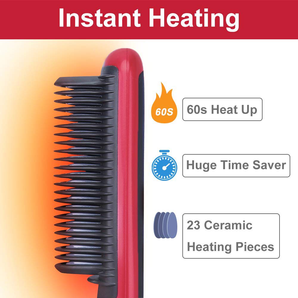 Peigne chauffant en céramique pour hommes, brosse à lisser les cheveux, multifonctionnel, Anti-brûlure, pour barbe