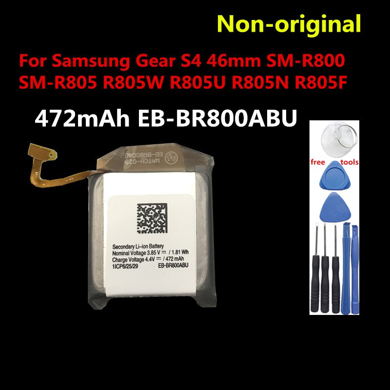 Batería de 472mAh para Samsung Galaxy watch Gear S4, 46mm, SM-R800, SM-R805, R805W, R805U, R805N, R805F + herramientas, 1 unids/lote
