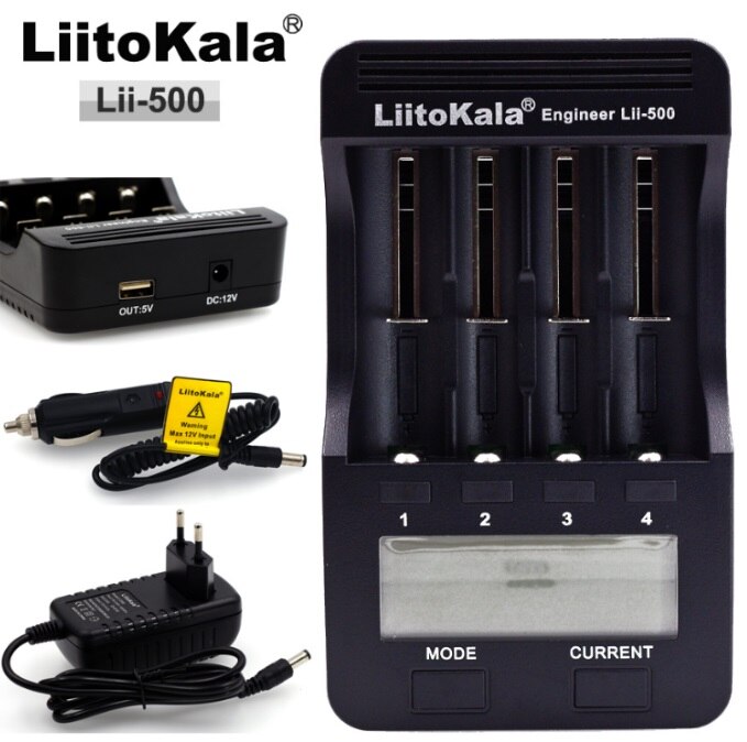 LiitoKala Lii-500 Multifunctionele Lader 18650,18650 Lader 26650 Lader, Capaciteit test, USB 5 V uitgang, Grote lcd-scherm.: Whole package / US