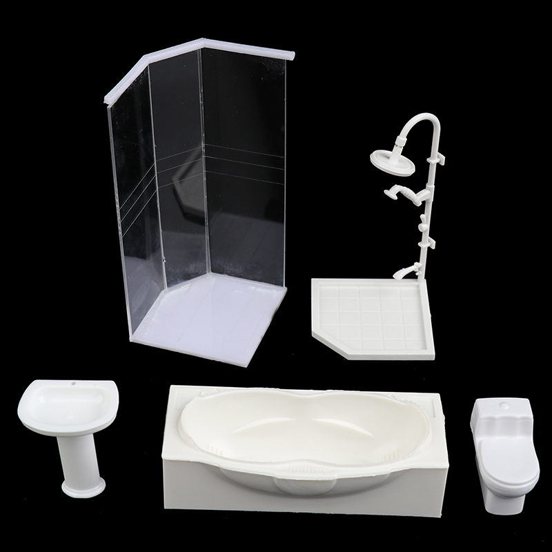 Ensemble de salle de bain Miniature pour maison de poupée 1:25, salle de douche, toilettes, baignoire, évier, modèle jouet, Mini accessoires pour maison de poupée