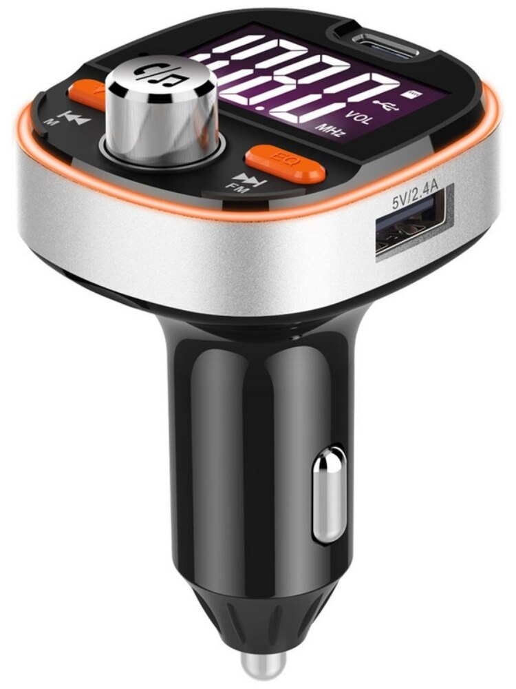 Car Bluetooth MP3 Player FM Transmitter with Colorful Atmosphere Light Support QC 3.0 Fast Charging Subwoofer DSP TF Card USB