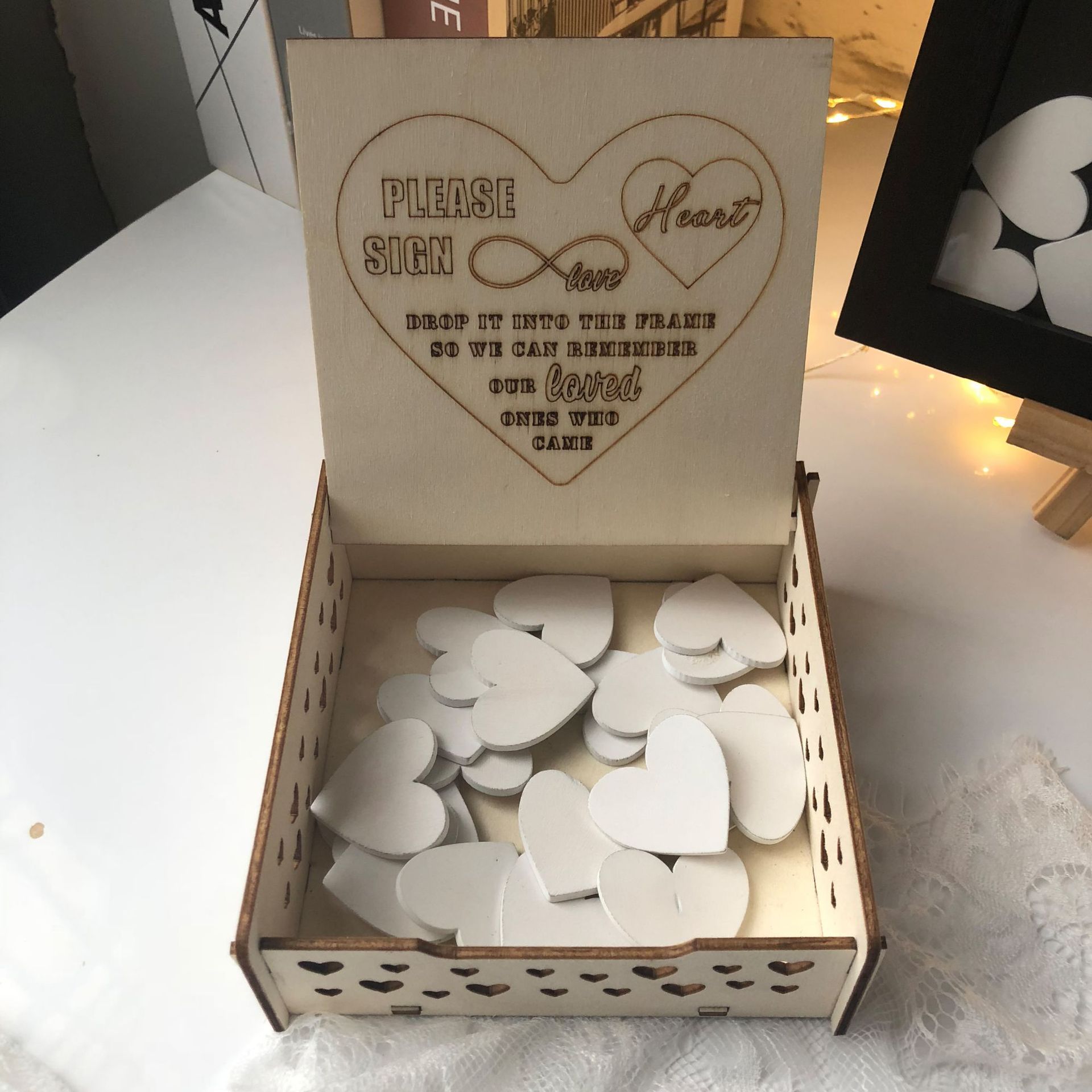 Mr Mrs Signature livre d'or décoration de mariage cadre en bois acrylique mémoire goutte boîte fournitures de mariage