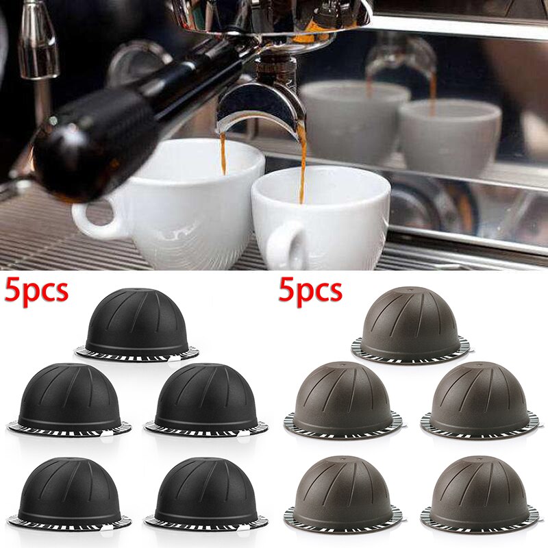 5 stk genanvendelig genopfyldning kaffekapsel m / aluminiumsfolie til nespresso vertuo til vertuolline gca 1 env 135 env 150 kaffemaskine